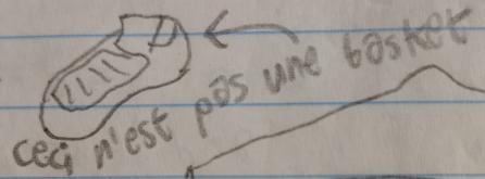 crudely-drawn sneaker labelled "ceci n'est pas une basket"
