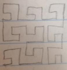 single connected rectilinear path, kinked in many places to hit each point of a 9-by-9 grid, starting from the lower left and meandering right-up-left-up-right-down to the lower right